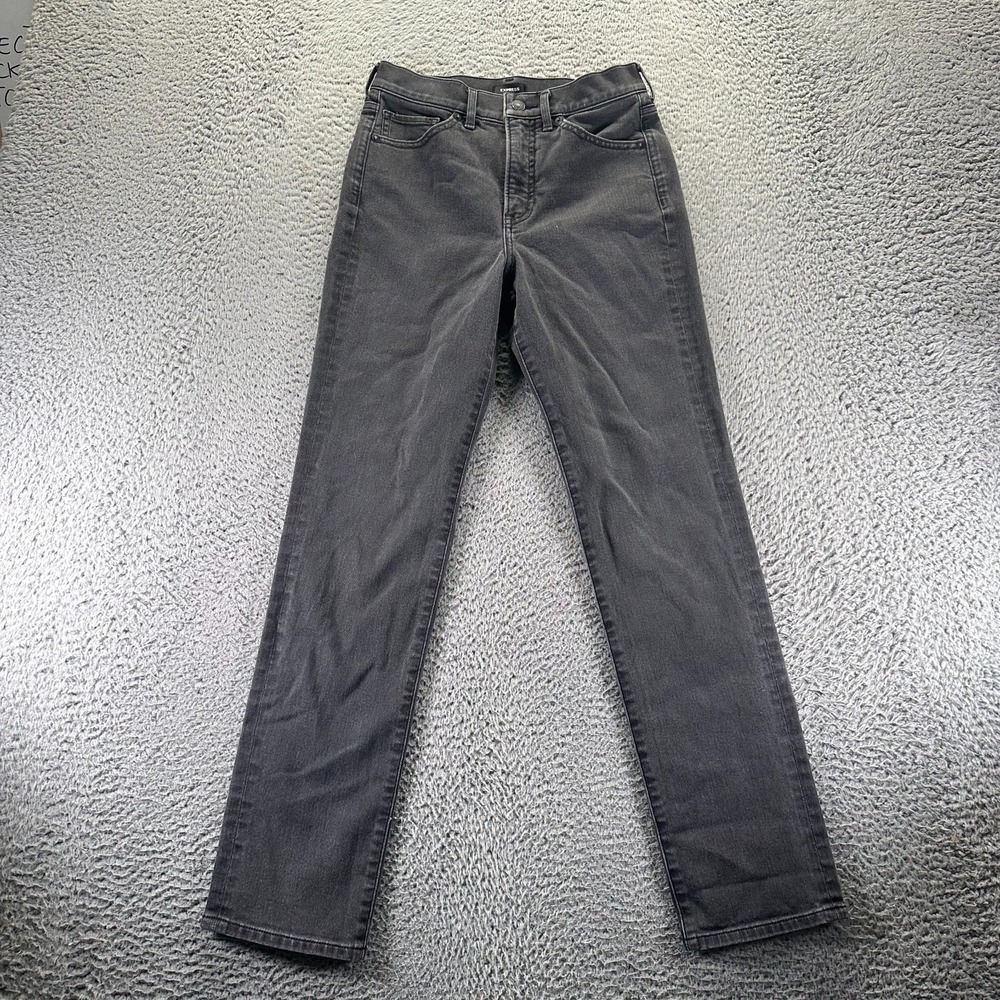 Express Jeans Womens 2 Gray Cotton Denim Ankle Slim Fit Bootcut Stretch Workwear